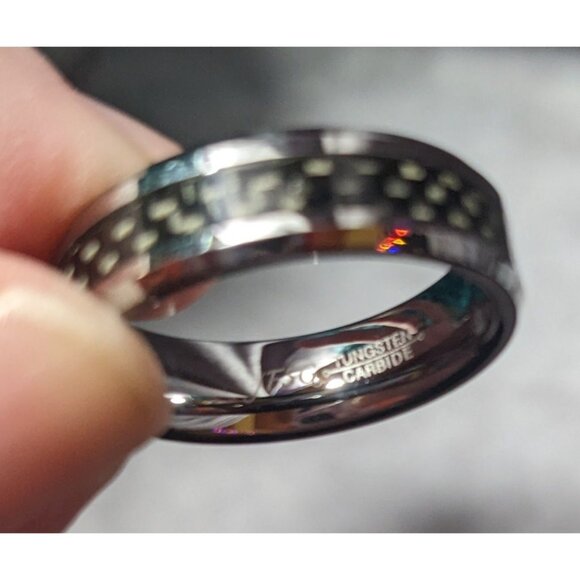 JSFG Tungsten Carbide Fiber Inlay Men's Wedding Ring 6mm Size 9 - Picture 3 of 13
